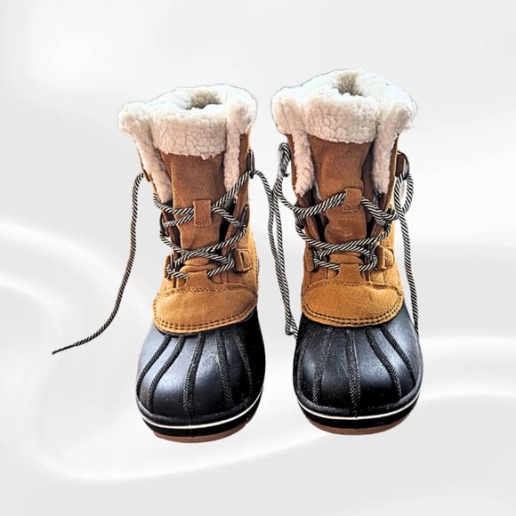 Cat & Jack Kids Thermolite Winter Snow Boots – Brown/Black, Size 5 - Picture 1 of 7